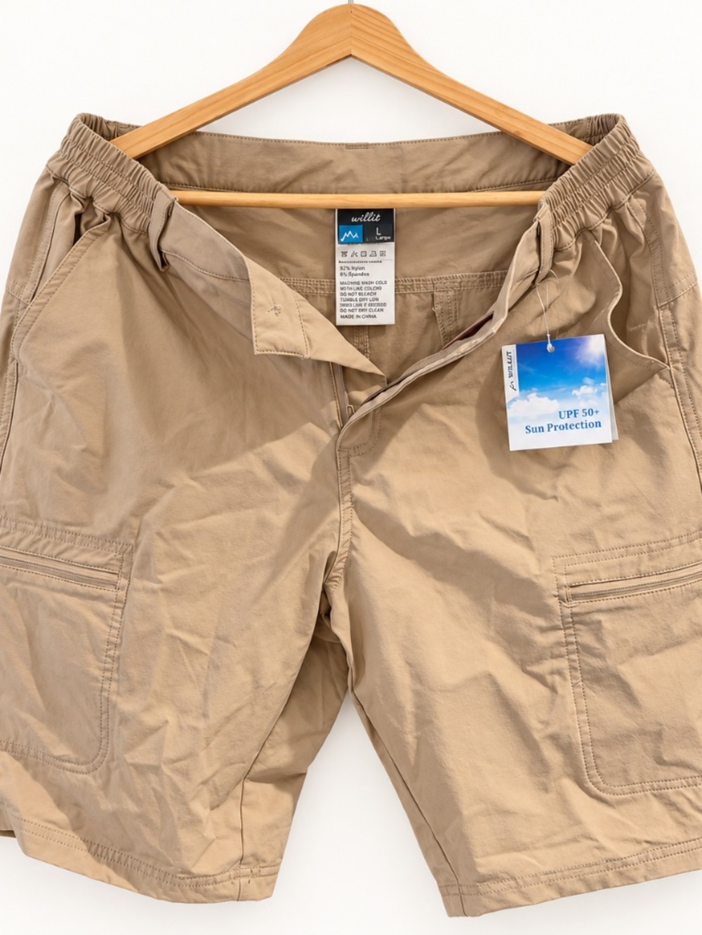 Willit Khaki UPF 50+ Hiking Cargo Shorts Large NWT